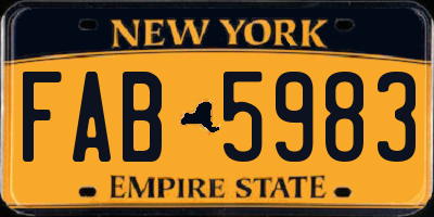 NY license plate FAB5983