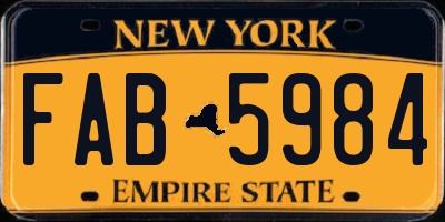 NY license plate FAB5984