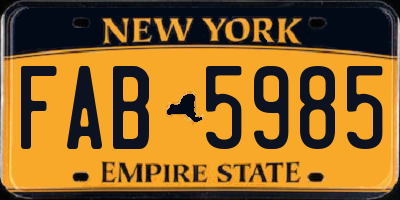 NY license plate FAB5985