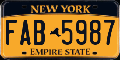 NY license plate FAB5987