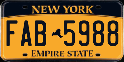 NY license plate FAB5988