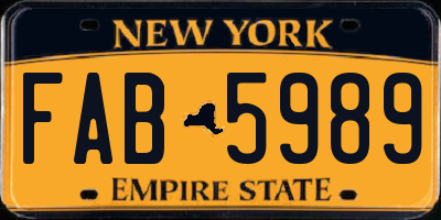 NY license plate FAB5989