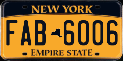 NY license plate FAB6006