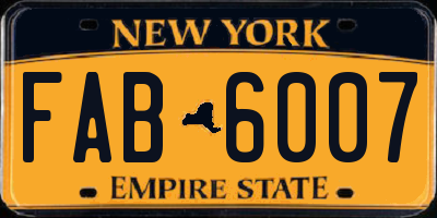 NY license plate FAB6007