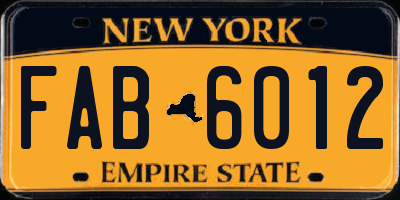 NY license plate FAB6012
