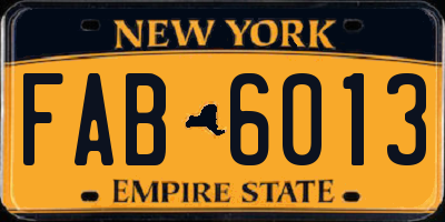 NY license plate FAB6013