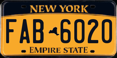 NY license plate FAB6020