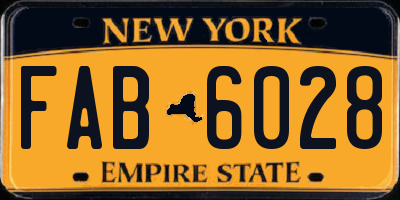 NY license plate FAB6028