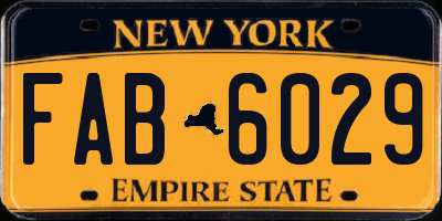 NY license plate FAB6029