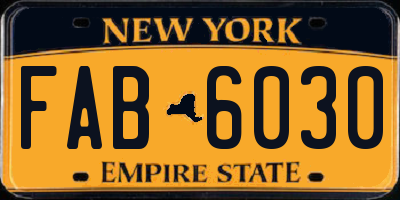 NY license plate FAB6030