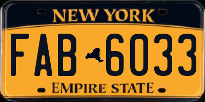 NY license plate FAB6033