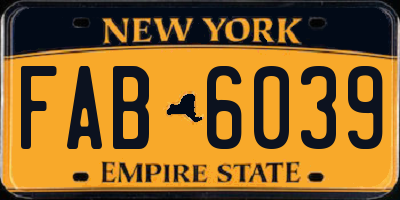 NY license plate FAB6039