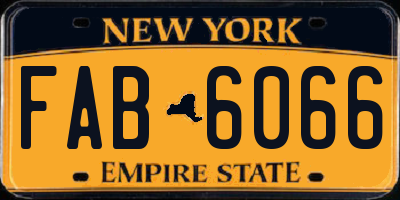 NY license plate FAB6066