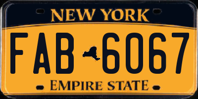 NY license plate FAB6067