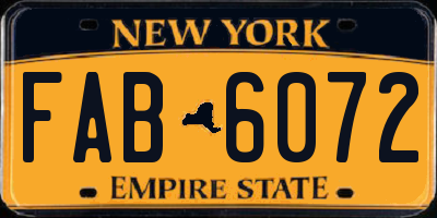 NY license plate FAB6072