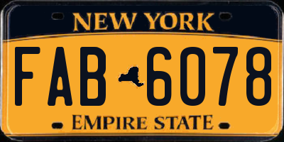 NY license plate FAB6078