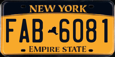 NY license plate FAB6081