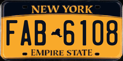 NY license plate FAB6108