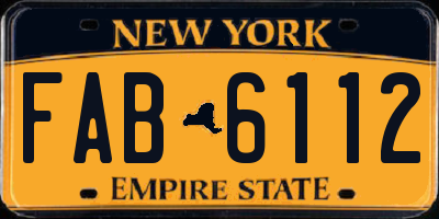 NY license plate FAB6112