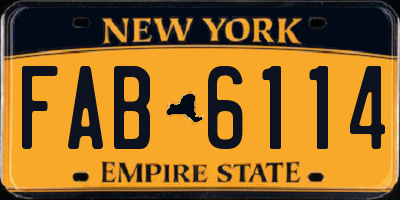 NY license plate FAB6114