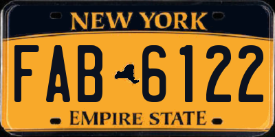 NY license plate FAB6122