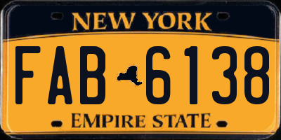 NY license plate FAB6138