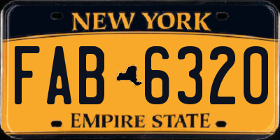 NY license plate FAB6320