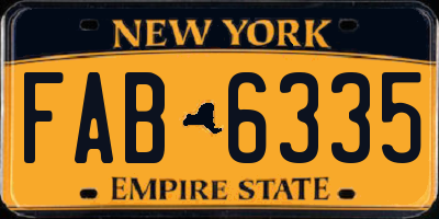 NY license plate FAB6335