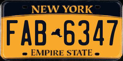 NY license plate FAB6347