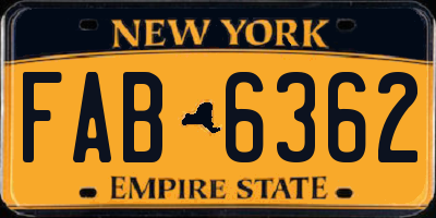 NY license plate FAB6362