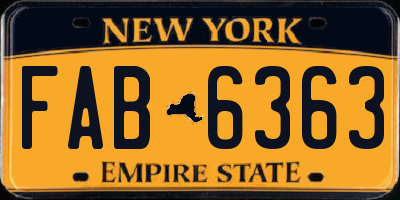 NY license plate FAB6363