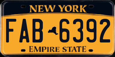 NY license plate FAB6392