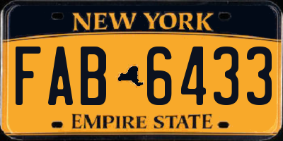 NY license plate FAB6433