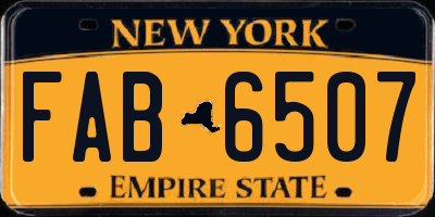 NY license plate FAB6507