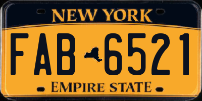 NY license plate FAB6521