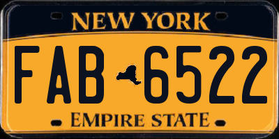 NY license plate FAB6522