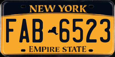 NY license plate FAB6523