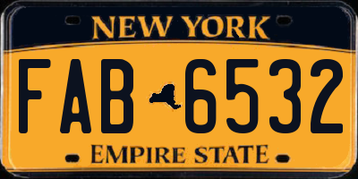 NY license plate FAB6532