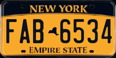 NY license plate FAB6534
