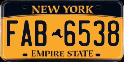 NY license plate FAB6538