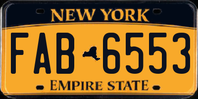 NY license plate FAB6553