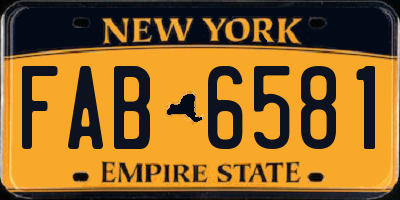 NY license plate FAB6581