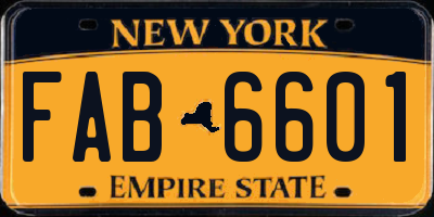 NY license plate FAB6601