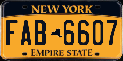 NY license plate FAB6607