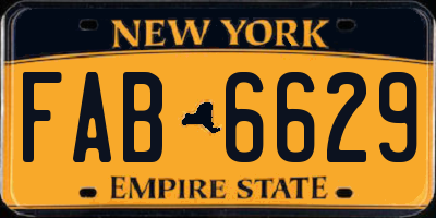NY license plate FAB6629