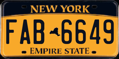 NY license plate FAB6649