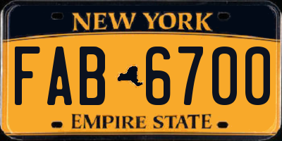 NY license plate FAB6700