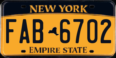 NY license plate FAB6702