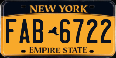 NY license plate FAB6722