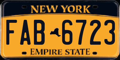 NY license plate FAB6723